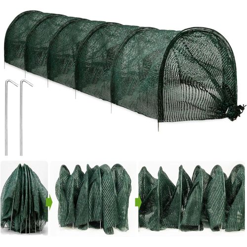 300*45*45cm 10-Foot Garden Tunnel Greenhouse with Shade Net - Durable Plastic and Metal Frame - Green