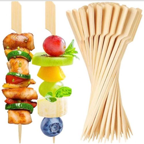 Bamboo Appetizer Skewers – Long Cocktail Picks, Wooden Food Sticks for BBQ, Fruit & Party