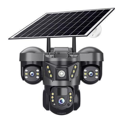 3 Lens Lens 4G Solar CCTV Camera – Wireless Outdoor PTZ Security Camera with Night Vision, Motion Detection, SIM Card & V380 Pro App