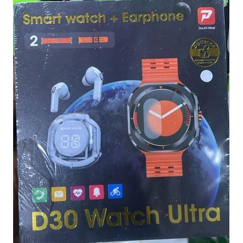 D30 Watch Ultra Smartwatch With Wireless Earbuds – Bluetooth Calling, Fitness Tracker & Health Monitor