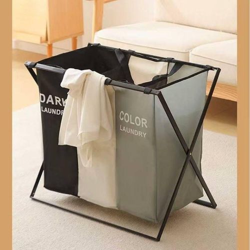 3 Compartment Laundry Basket Clothes Storage Organizer