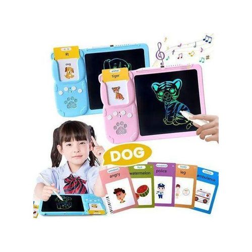 2in1 Kids Educational Writing Board & Card Reader Erasable Notepad/Voice Reader