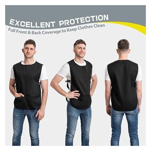 Cobbler Apron for Women with Pockets, Waterproof Art Smock Aprons with Side Ties 2 Large Pockets, Apron for Adult Men, Women, Unisex, for Cleaning, Hairstylist, Painting