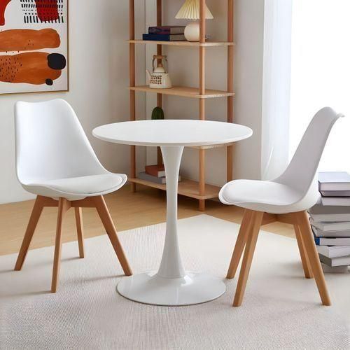 Round Dining Table Set With 2 Sitting Chairs White