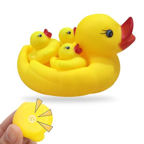 Bathing Rubber Squeaky Water Floating Play Ducks for Baby (Set of 4)