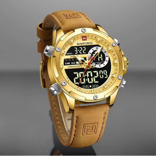 Digital Men Leather Strap Watch Waterproof Wristwatch LED Quartz Clock Spor