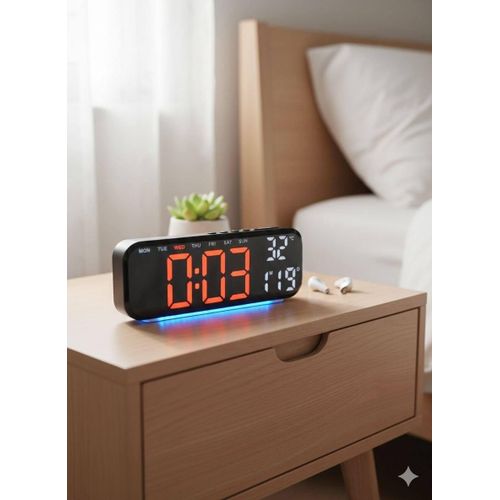 LED Digital Alarm Clock with Temperature Display – Large Screen Desk & Bedside Clock