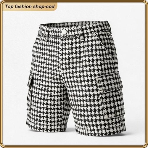 Kids Houndstooth Shorts for Boys – Soft Fabric Adjustable Waist Casual Summer Wear