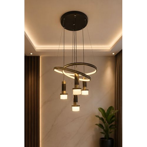 3 Circular Rings & 4 Decorative LED Pendant Lights