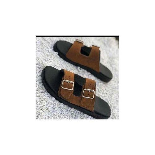 Two Buckle Suede Pam Slippers