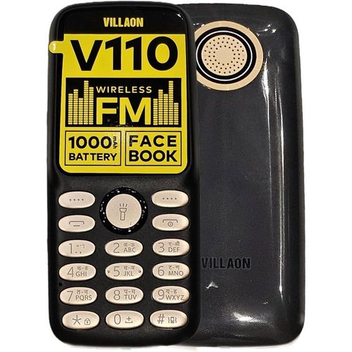 V110 2160 Wireless FM, Torchlight, 1000mAh, Facebook Dual SIM Phone - Black