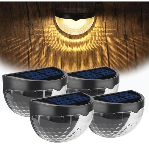 Set Of 4 Solar-Powered Wall lamp And Outdoor Courtyard lights,Staircase light Suitable For Decks, Fences, Gardens, Waterproof Outdoor lighting