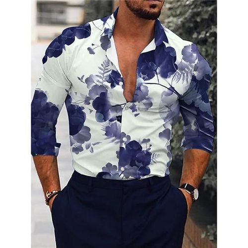 Spring Vintage Shirts For Men Oversized Casual Shirt Flowers Print Long Sleeve S Mens Clothing Streetwear Cardigan Blouses
