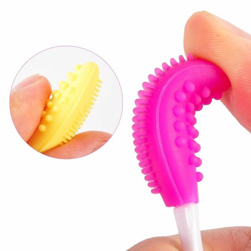 Exfoliating Lip Brush Nose Cleaning Brush Double Side Soft Silicone Lip Scrub Tool & Nose Blackhead Remove Brush SMA