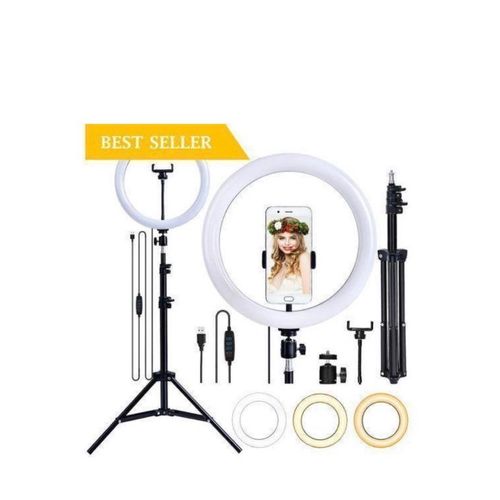 12 Inches Automatic Led Ringlight With Adjustable Tripod Stand And Phone/Camera Holder – Professional Photography & Live Streaming Kit