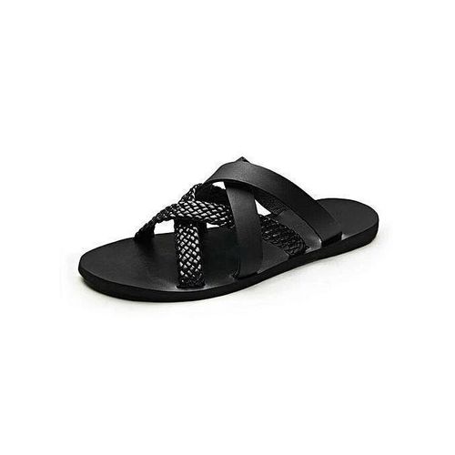 Men's Simple Pam Slippers With Mesh - Black