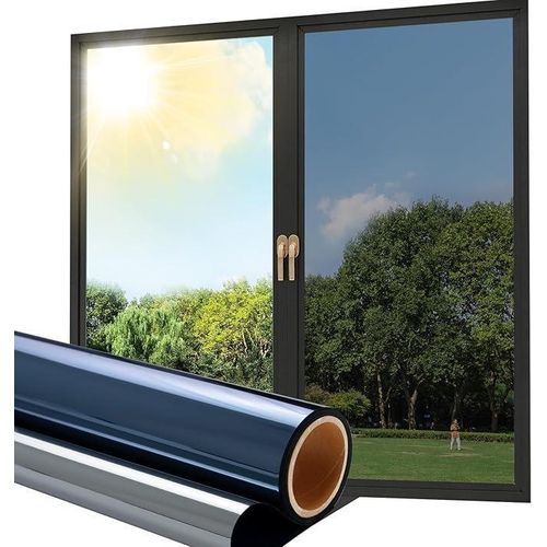 One-way perspective glass film, heat insulation film to prevent sunlight and UV rays, home anti-peeping adhesive (120CM*1 meter)