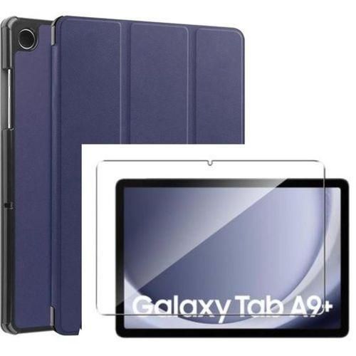 Smart Leather Case & Tempered Glass For Samsung Galaxy Tab A9 Plus 11 Inch