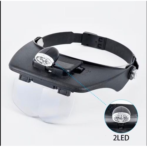 Head-Mounted Magnifying Glass with LED Light - 4 Replaceable Lenses ( 1.2X , 1.8X , 2.5X , 3.5X ) for Reading, Crafting, Sewing, Maintenance Welding, Engraving, Watch Repair.