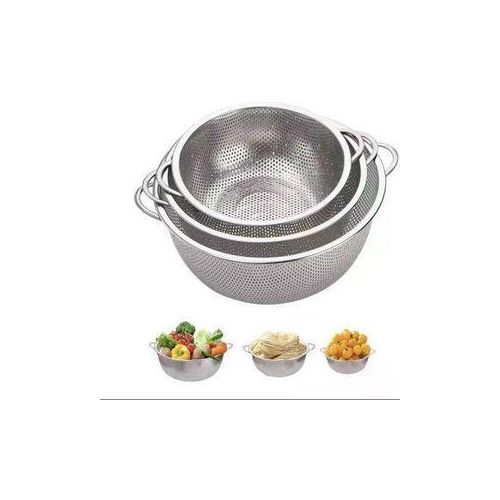 3 IN 1 Stainless Steel Draining Basket for Home Kitchen, Multi-Purpose Tool for Washing Rice and Vegetables, Fruit.