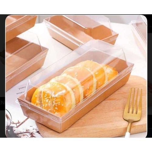50 Pieces - Multi Purpose Brown Paper Cake, Food, Fried Meat and Vegetable Packaging Plates + Transparent Cover