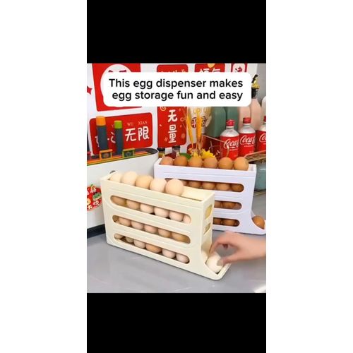 Rolling Egg Dispenser And Storage Holder For Refrigerator And Kitchen Counter