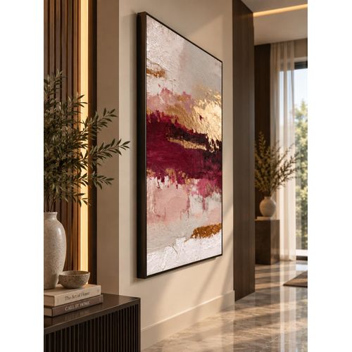 Abstract Burgundy, Blush & Gold Textured Wall Art