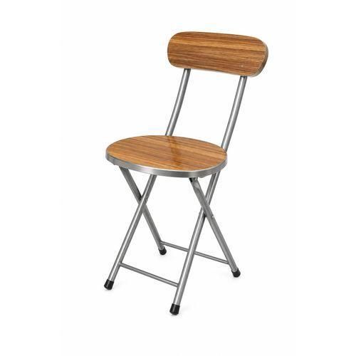 Portable Foldable Metal Chair with Wooden Seat & Backrest – Space Saving