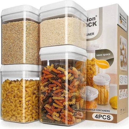 4PCS Plastic Storage Containers for Kitchen & Pantry Organization Dry Food Containers Airtight Food Storage Containers with Lids