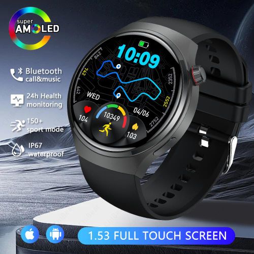 2026 New Pro Smart Watch Men's GPS Tracker AMOLED 360*360 HD Screen Heart Rate 100+Sports Mode Bluetooth Call SmartWatch Women