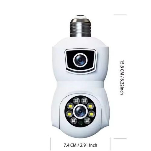 V380 Pro PTZ Dual Lens Smart Bulb WiFi Camera – Night Vision, Motion Detection, PTZ