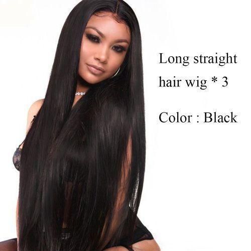Long Straight Black Wigs For Women Middle Parting Wig