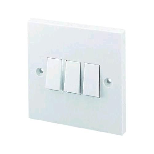 Triple Light Switch ( With Wall Screw ) - Wall Lighting for Home, School, Office, Kitchens, Bedrooms, Hallways, Etc. Lighting Control, Electrical Switch.