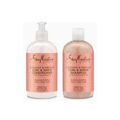 Shampoo and Conditioner Set – Coconut & Hibiscus Curl & Shine-Sulfate Free, Moisturizing, Anti-Frizz, For Thick Curly Hair, Natural Hair, Damaged Hair Repair, Shine Boost, 384ml Each