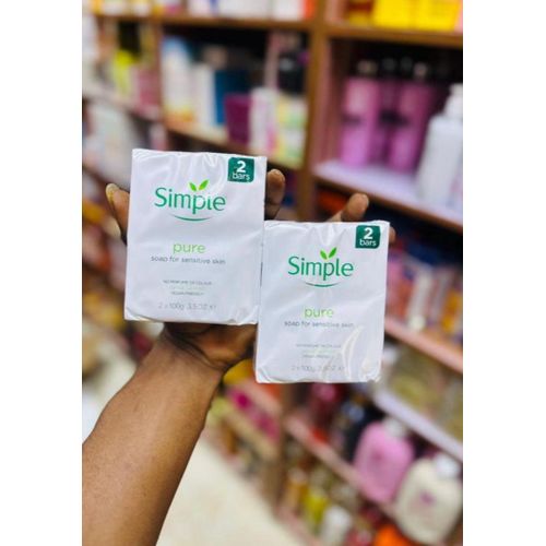 Simple. Pure Soap for Sensitive Skin – 2 × 100g (No Perfume, Vegan Friendly, Gentle & Moisturizing)