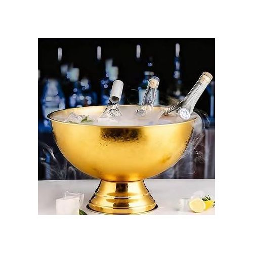 Large Gold Stainless Steel Champagne Ice Bucket for Clubs and Parties
