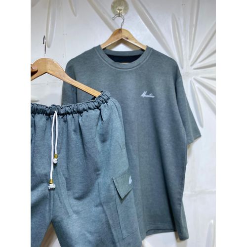 Men's Zleech Tshirt and Cargo Short Set - Dark Grey