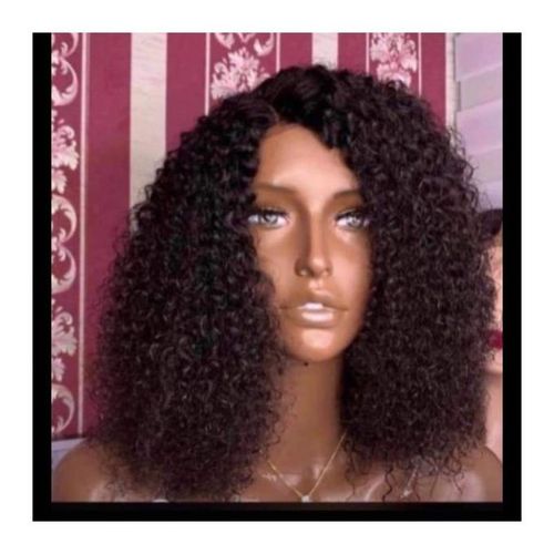 Kinky Curly Hair Wig With Closure Natural Colour 1B