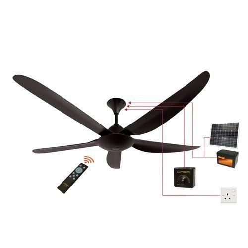 56" AC/DC Solar Ceiling Fan QCF-Black