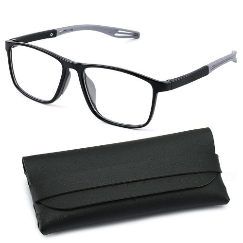 Ultra Light Anti Blue Light Sports Eyeglasses for Men Women, Flexible Bendable Anti Slip Square Eyewear, Sweat Resistant Glasses for Running Gym Office Daily Use