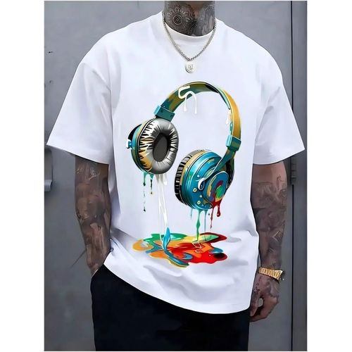 Quality unisex white tshirt with the head set