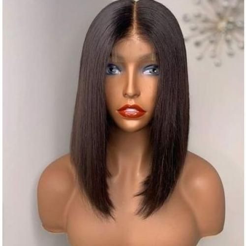 Blunt Straight Middle Closure Hair Wig