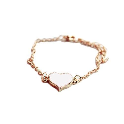 Women Love Heart Design Bracelet Bangle Jewelry Chain Party Cocktail GiftWhite