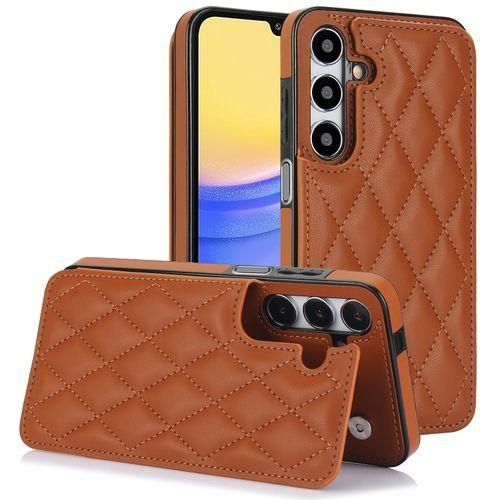 Case For Galaxy A55, Lattice PU Leather Flip Cover Magnetic Closure Wallet Card Slots Stand Case