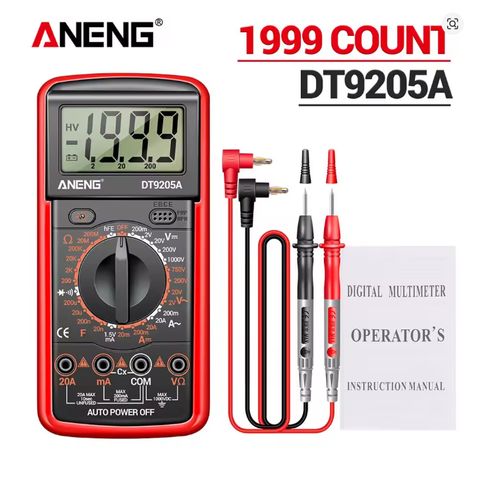 DT9205A-12 1999 Counts Digital Multimeter AC/DC Voltage Current Tester Electrical Test Meter Profesional