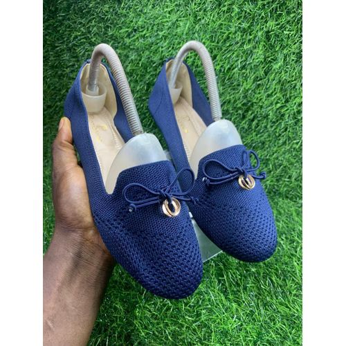 Women’s Navy-Blue Knit Flats Shoe (BL270N)