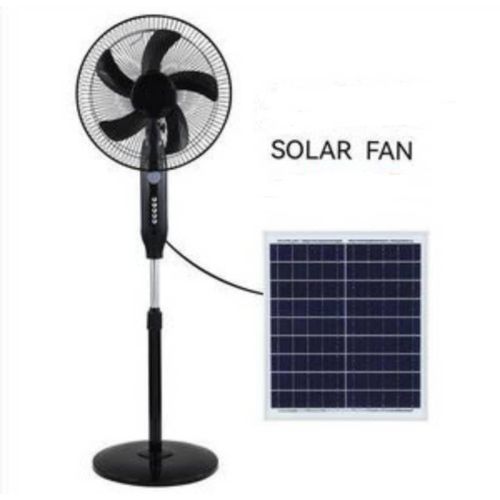 16 Solar Rechargeable Pedestal Fan - ACDC Dual Power - With Solar Panel USB Port