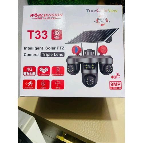 T33 Triple Lens 4G Solar powered outdoor security cctv camera