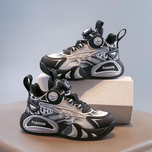 2026 New Spring & Autumn Boys' Basketball Shoes, Kids' Running Sports Shoes - Black, Sizes 26-37