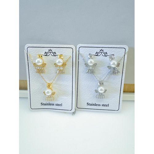 Lovely Stoned Necklace And Earing Gold